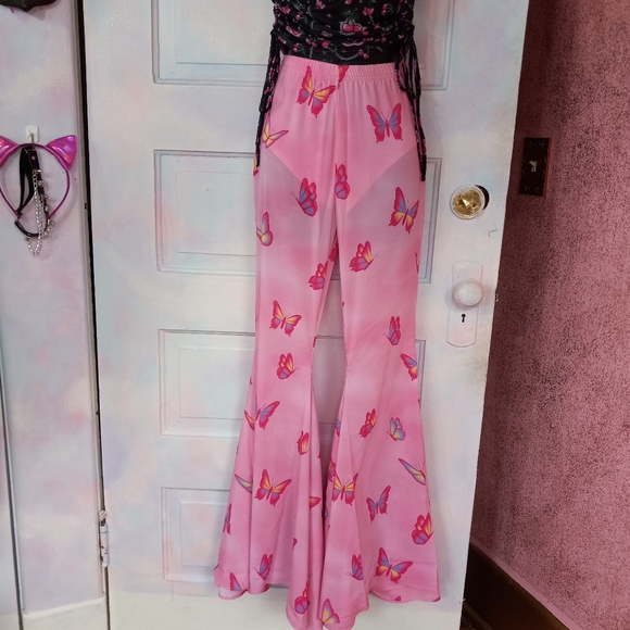 LAST 1! Fit&flare SUPER BELLS! Kawaii slightly sheer dolls kill 🦋  bellbottoms - Picture 11 of 16